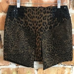 English Rose Brown/Black Leopard Print Skirt S NWT
